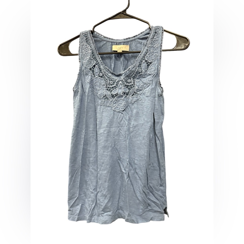 LOFT Women's Navy Lace Detail Tank Top